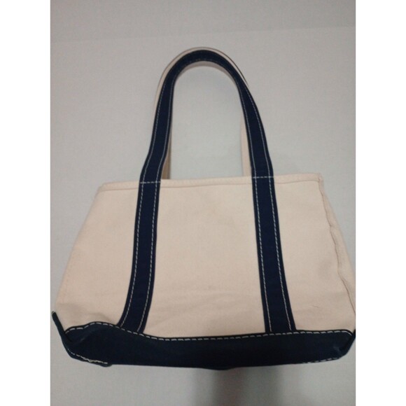 LL Bean Boat & Tote Bag USA Made Canvas Blue Zipper CBA Custom Monogram Small - Picture 7 of 14